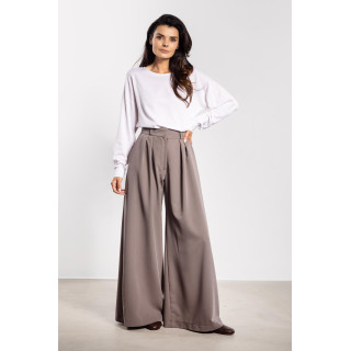 Bež široke hlače z visokim pasom