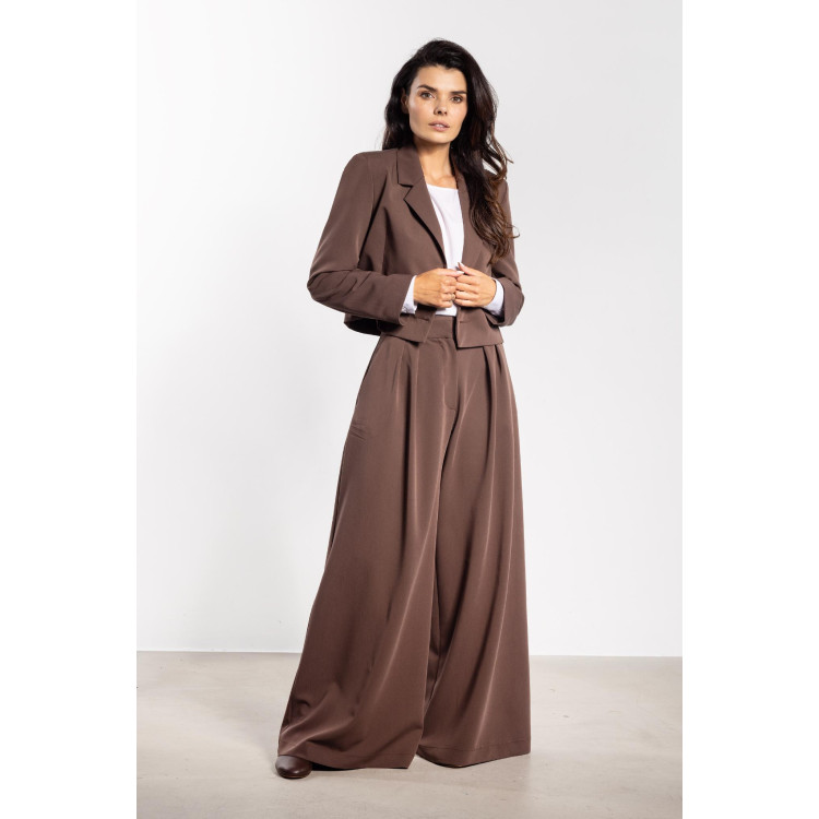 Ženske široke hlače v rjavi barvi