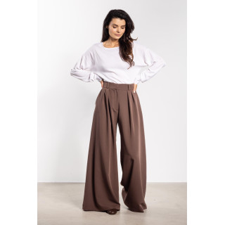 Ženske široke hlače v rjavi barvi