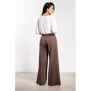 Ženske široke hlače v rjavi barvi