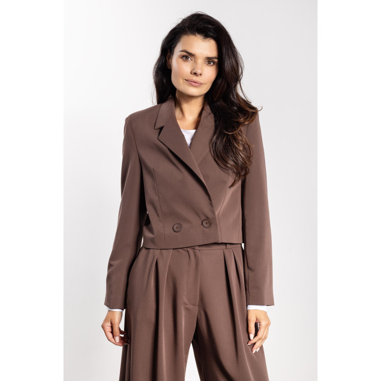 Ženska ohlapna jakna v rjavi barvi
