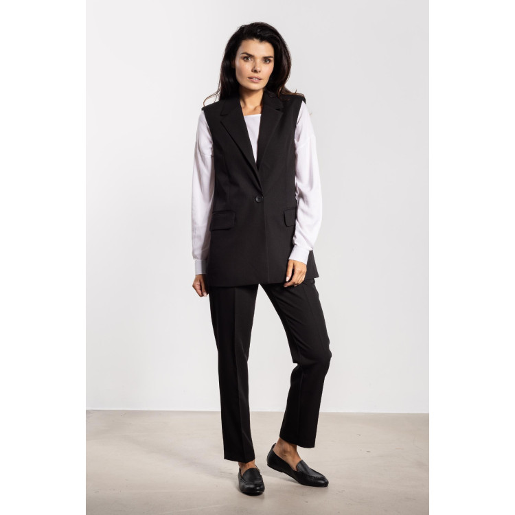 Eleganten ženski črn brezrokavnik na gumbe