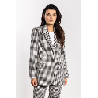 Črno-bela karirasta ženska jakna