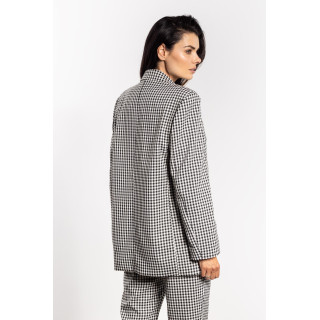 Črno-bela karirasta ženska jakna