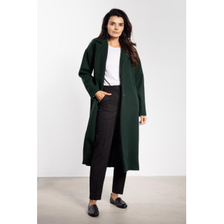Zelen dolg ženski plašč s pasom