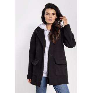 Ženski črni prevelik plašč