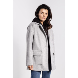 Ženski sivi prevelik plašč