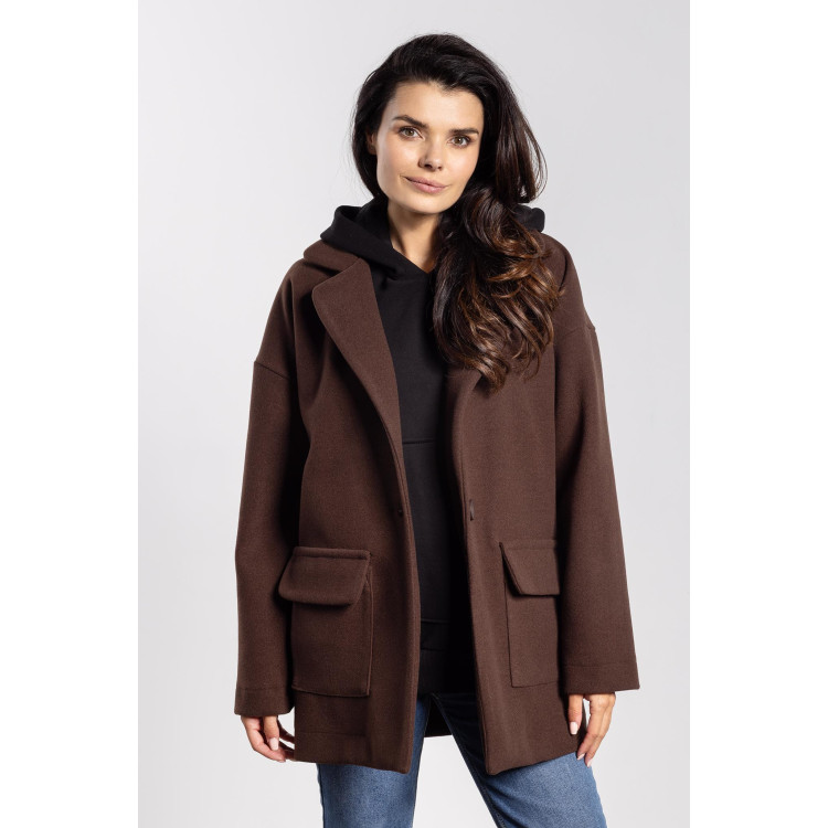 Ženski rjav prevelik plašč