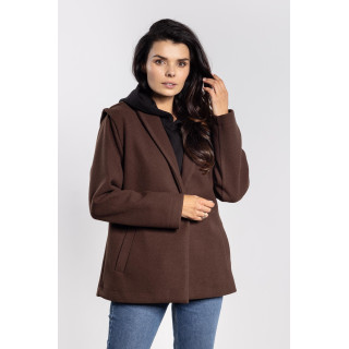 Ženska rjava flis jakna z gumbi