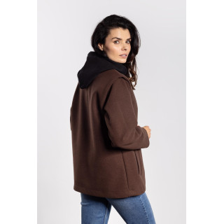 Ženska rjava flis jakna z gumbi