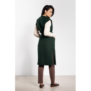 Ženski dolgi zeleni telovnik s pasom