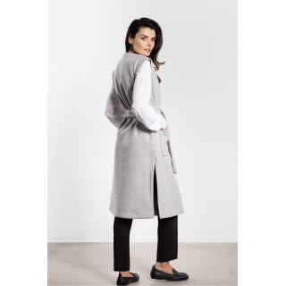 Dolg flis brezrokavnik v sivi barvi