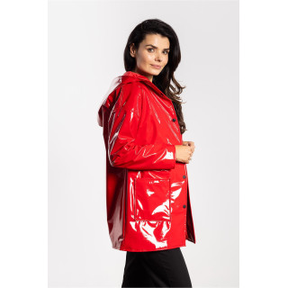 Rdeča ženska lateks jakna s kapuco