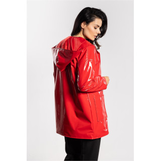 Rdeča ženska lateks jakna s kapuco