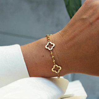 Ženska pozlačena zapestnica s štiriperesnimi deteljicami