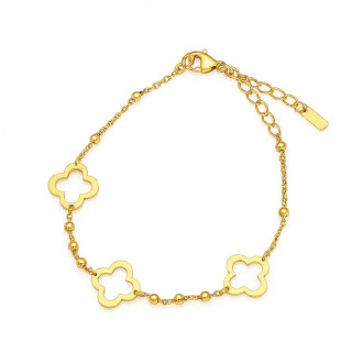 Ženska pozlačena zapestnica s štiriperesnimi deteljicami