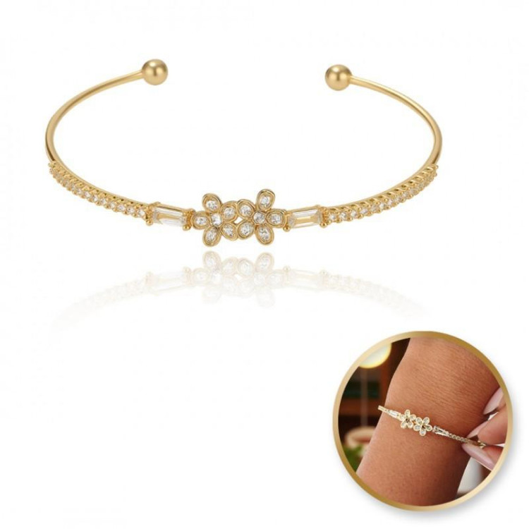 Pozlačena ženska zapestnica s cirkoni