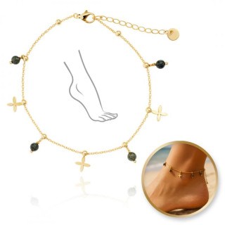 Ženska pozlačena verižica za gleženj z obeski