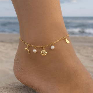 Pozlačena verižica za gleženj z obeski