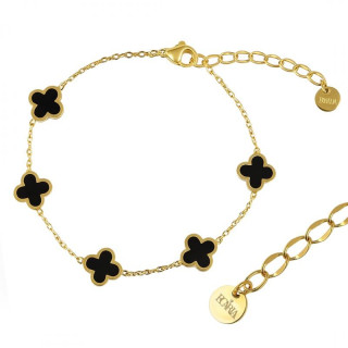 Pozlačena zapestnica s črnimi deteljicami