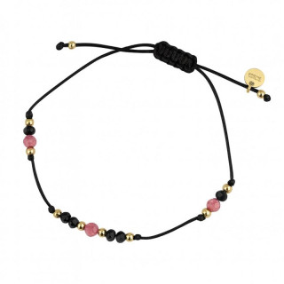 Ženska pozlačena zapestnica s črno vrvico