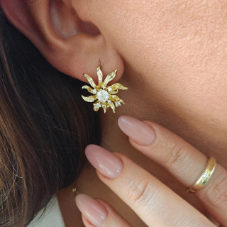 Ženski pozlačeni uhani s cirkoni