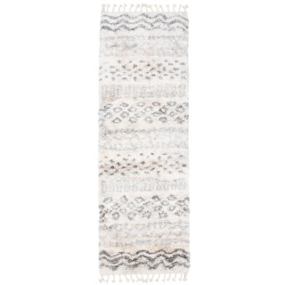 Kremno obarvana kosmata preproga z resicami