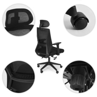 Črn ergonomski pisarniški stol