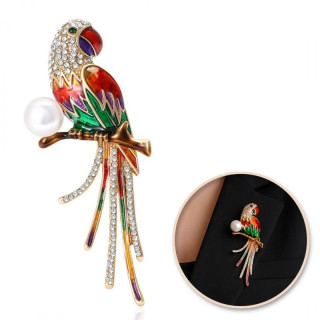 Broška papiga s cirkoni