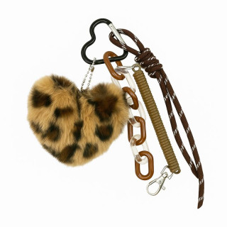 Obesek z leopardjim srcem in plišastim leopardjim vzorcem