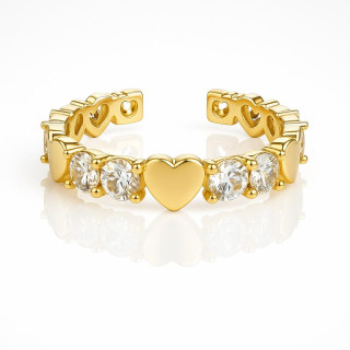 Pozlačen ženski prstan s cirkoni