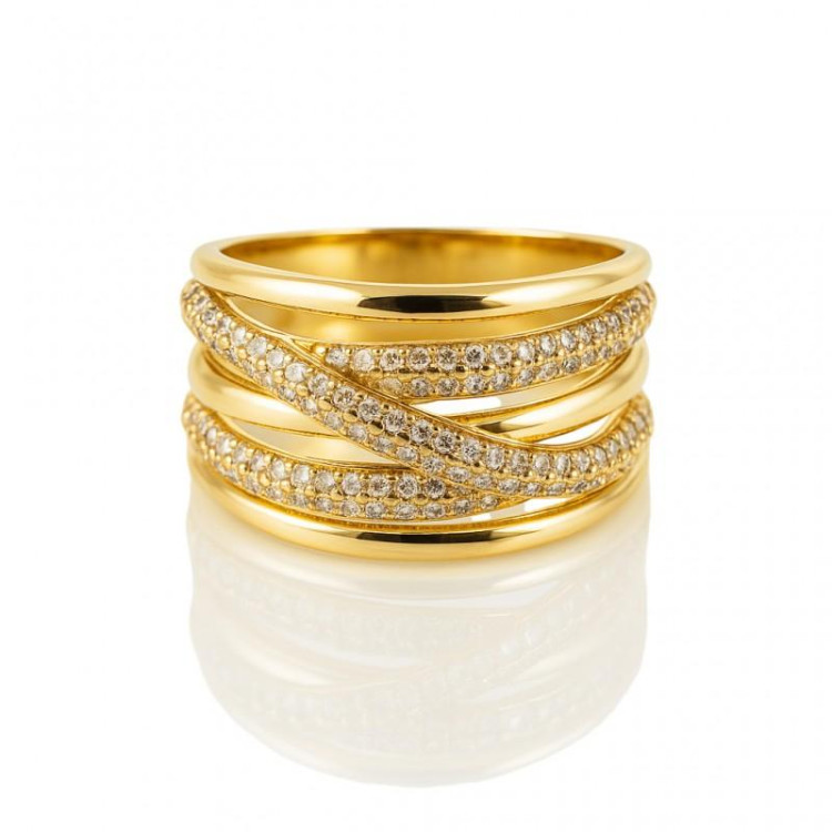 Pozlačen ženski prstan s cirkoni