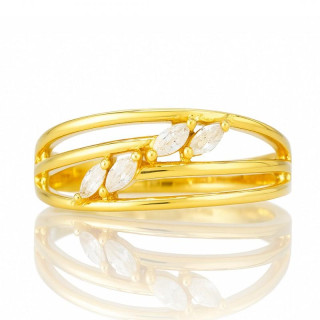 Ženski pozlačen prstan s cirkoni