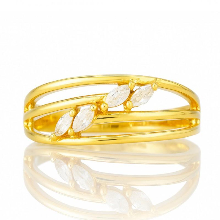 Ženski pozlačen prstan s cirkoni