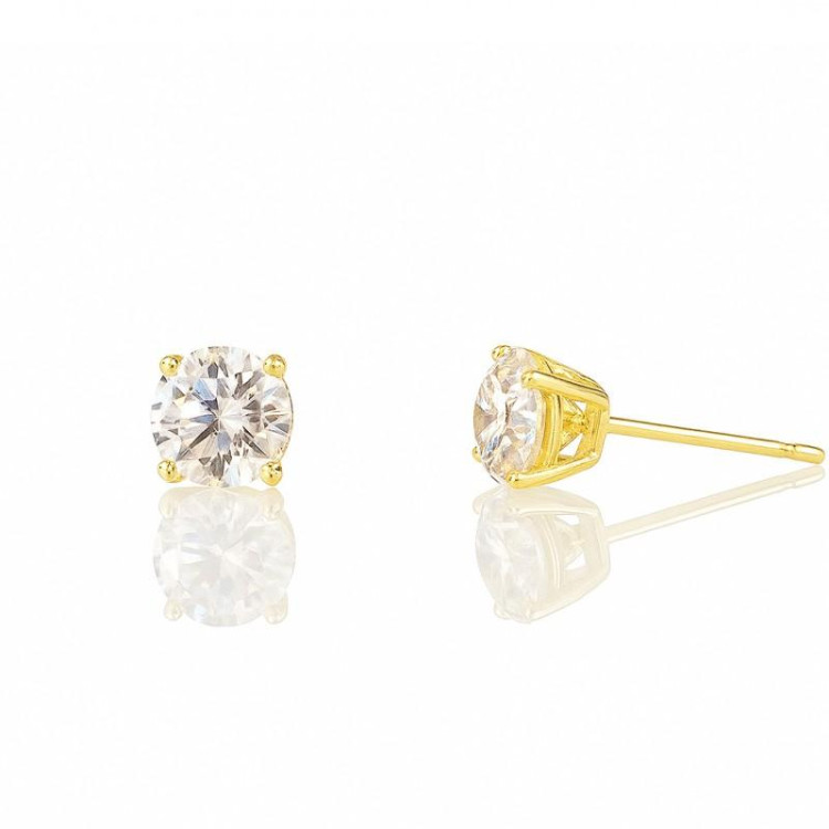 Pozlačeni ženski uhani s cirkonom