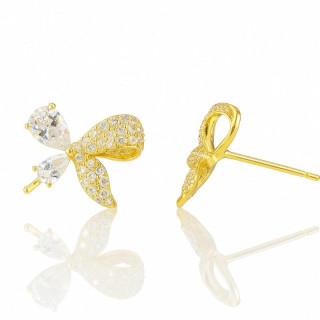 Pozlačeni uhani s cirkonsko pentljo