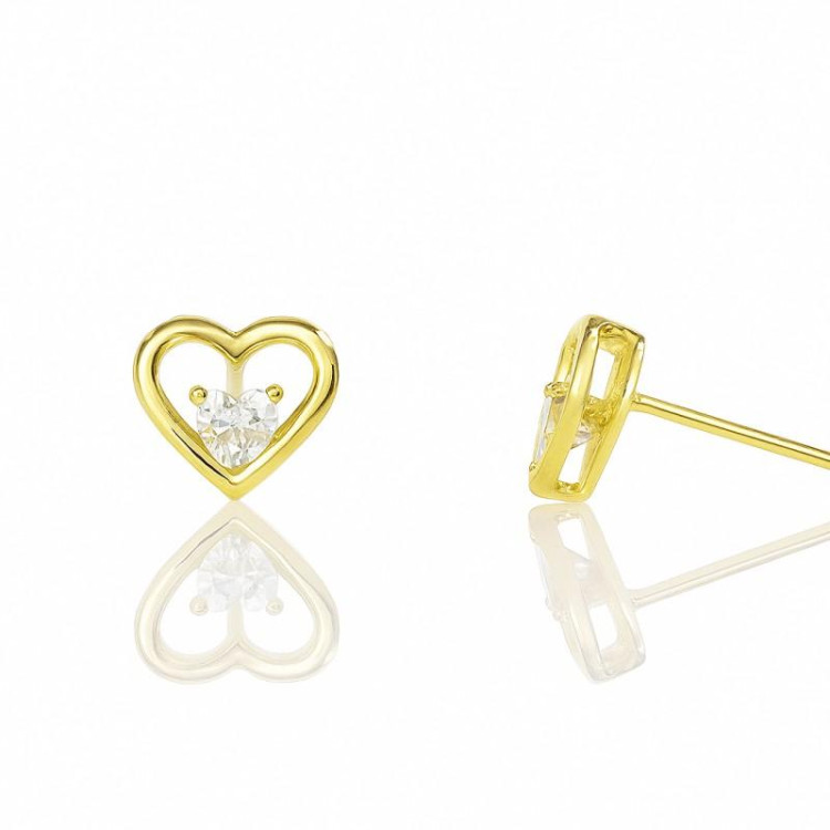 Uhani v obliki srca s cirkonom