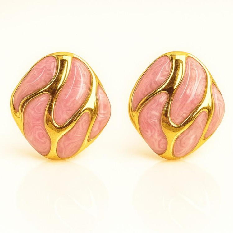 Ženski uhani, pozlačeni z rožnatim zlatom