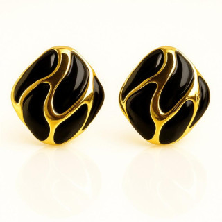 Črni ženski pozlačeni uhani