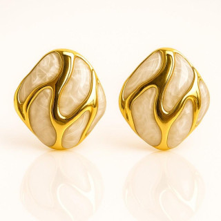 Pozlačeni beli ženski uhani