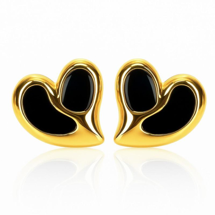 Ženski črni uhani v obliki srca