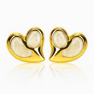 Beli ženski uhani v obliki srca