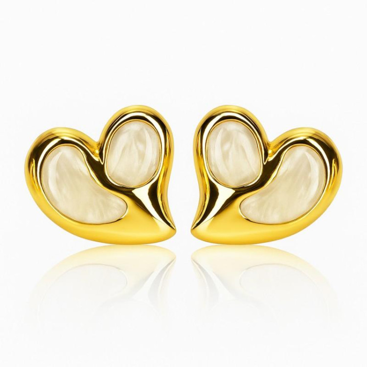 Beli ženski uhani v obliki srca