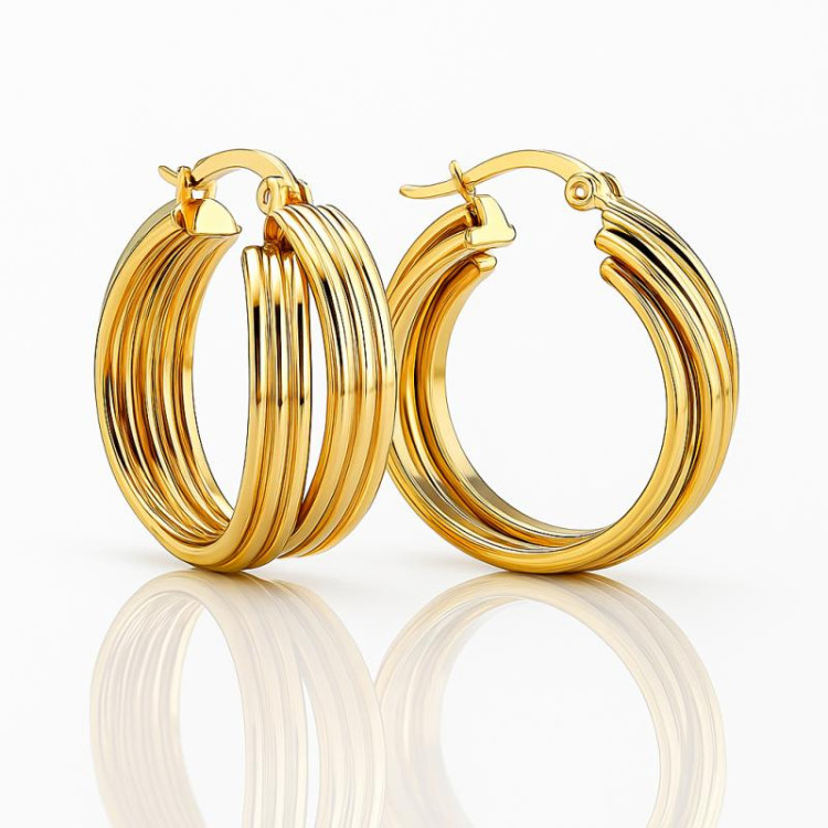 Ženski okrogli pozlačeni uhani