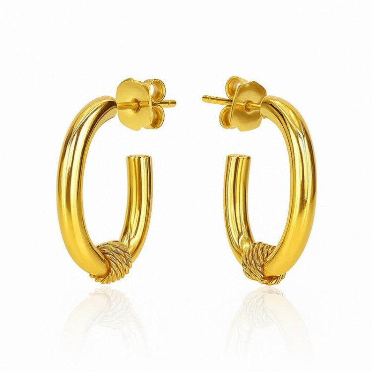 Okrogli pozlačeni ženski uhani