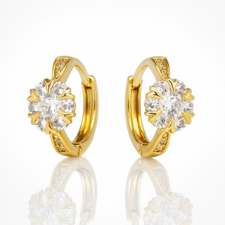 Ženski pozlačeni uhani s cirkonskim cvetom