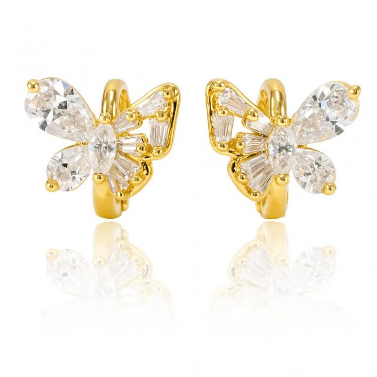 Ženski uhani s cirkoni v obliki metulja