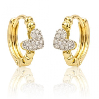 Pozlačeni ženski uhani s cirkonskim srcem