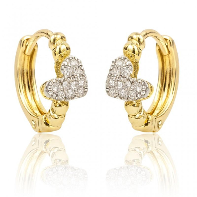 Pozlačeni ženski uhani s cirkonskim srcem