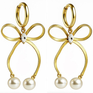 Viseči uhani v obliki pentlje z biseri